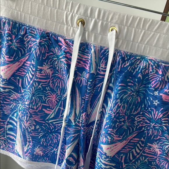 Lilly Pulitzer Blue and Pink Athletic Shorts with sailboat print - Picture 2 of 4